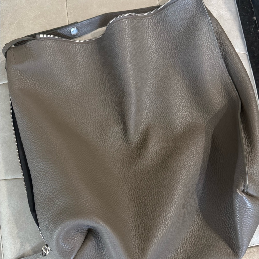 All Saints Gray Leather Backpack